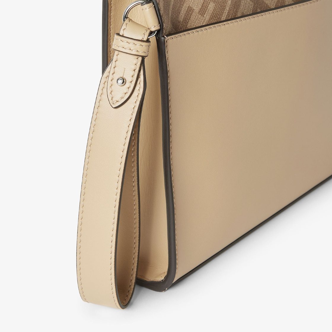 Fendi Ff-motif Leather Clutch Bag In Neutral