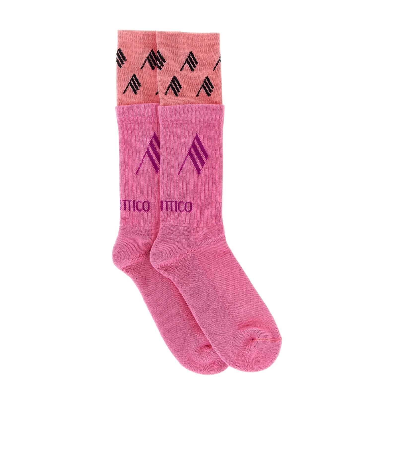 Attico Double-layered Logo Socks In Pink