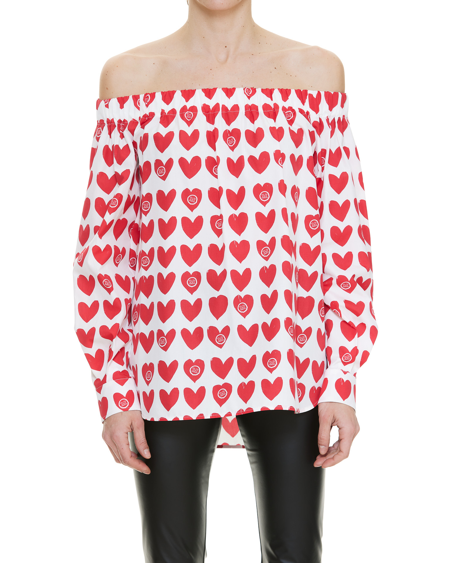 Max Mara Printed Strapless Blouse In Red