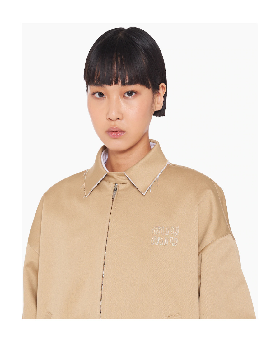 Miu Miu Oversized Chino Blouson Jacket In Neutral