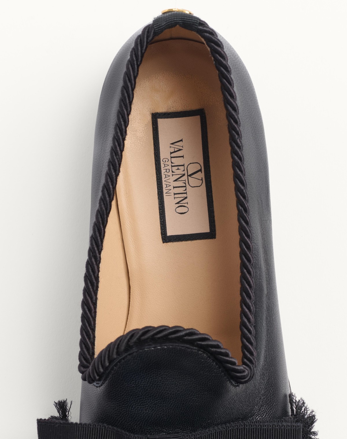 Shop Valentino Fringe Detailed Slip-on Loafers In Black