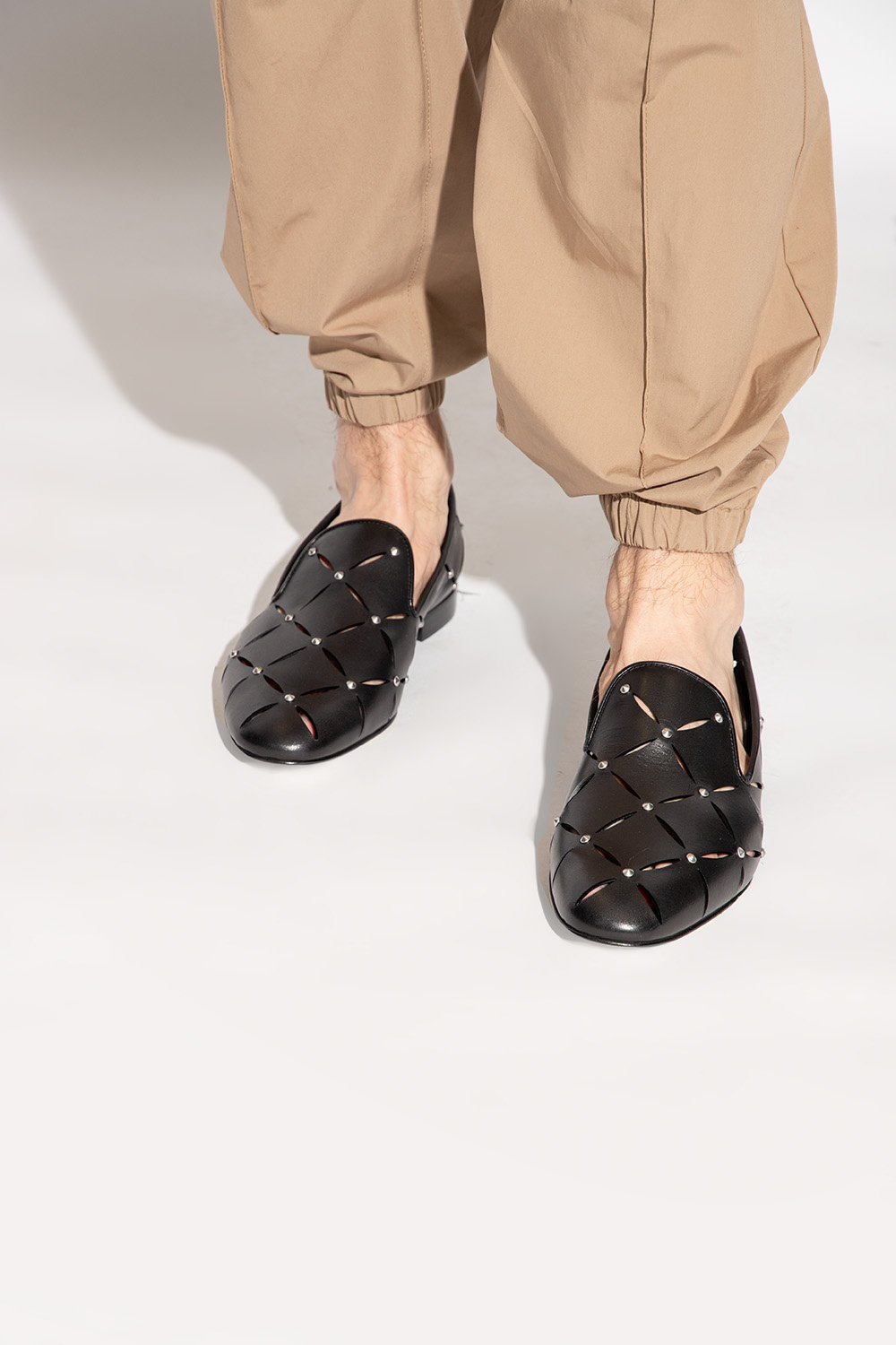 Versace Black Perforated Slippers In Black