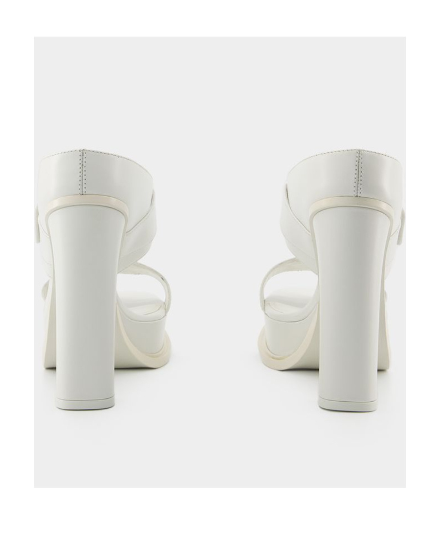 Alexander Mcqueen Leath S.leath Sandals - Leather - Ivory/silver In White