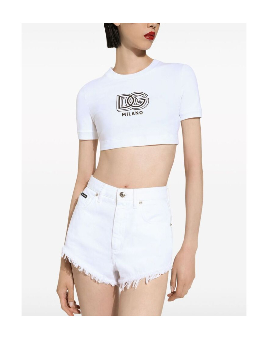 Dolce & Gabbana Logo-print Cotton-blend T-shirt In White