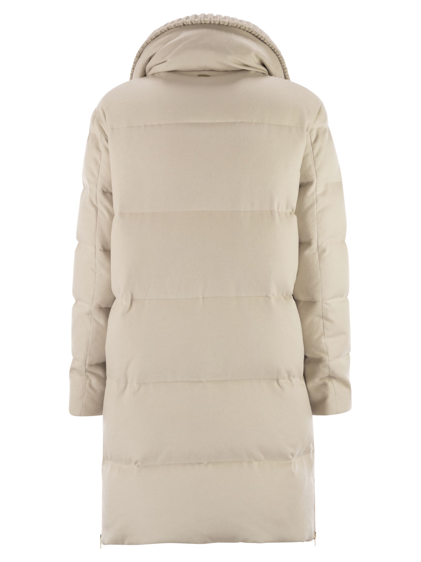 Herno Lapel Down Jacket In Neutral