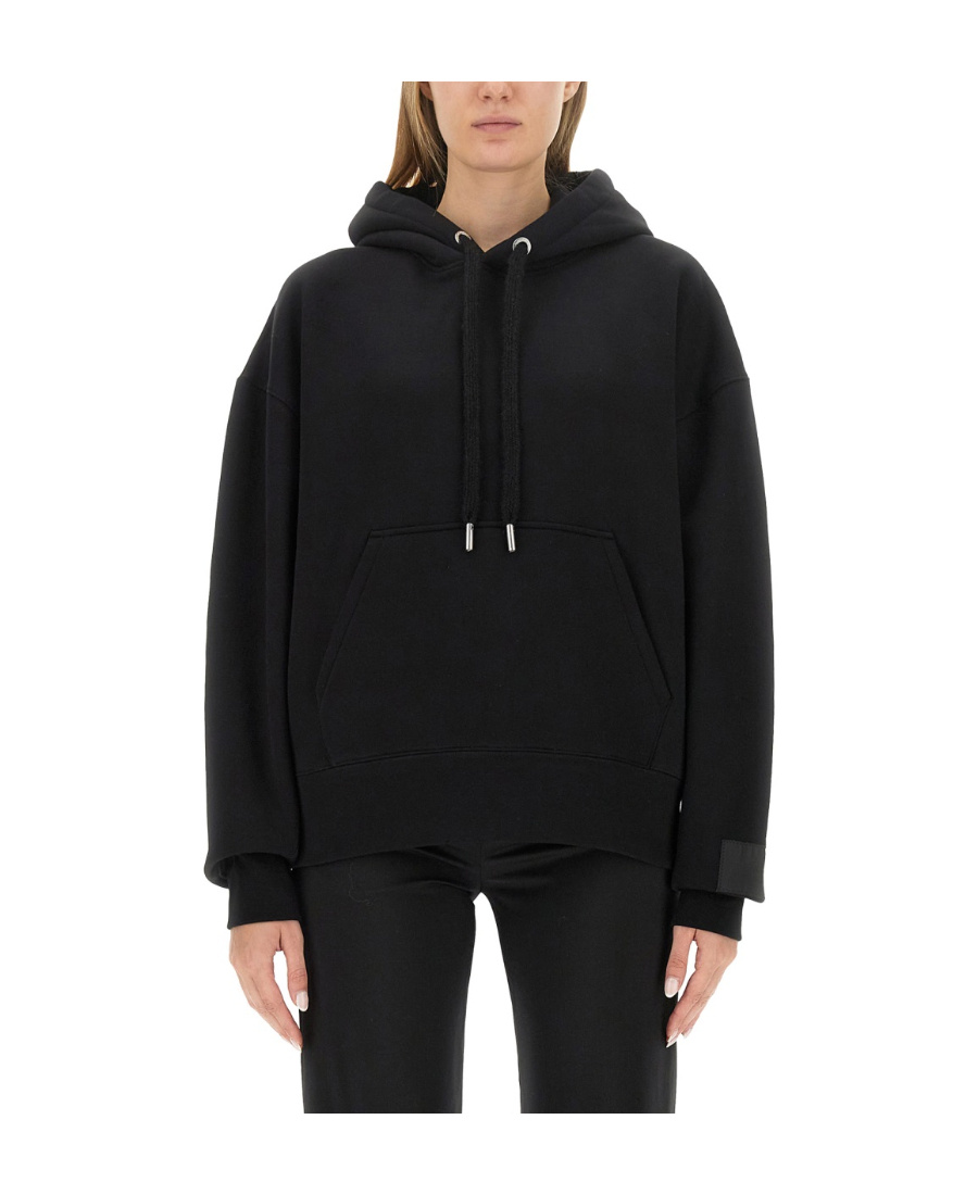 Ami Alexandre Mattiussi Ami Paris Long-sleeved Drawstring Hoodie In Black