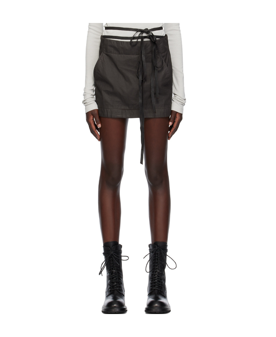 Ann Demeulemeester Magdalena Waxed Cotton Mini Skirt In Black