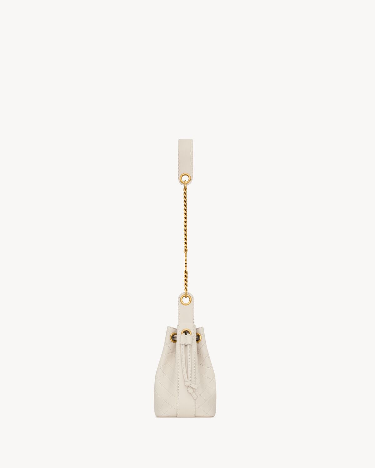 Saint Laurent Cassandre Bucket Bag In Lambskin In Neutral