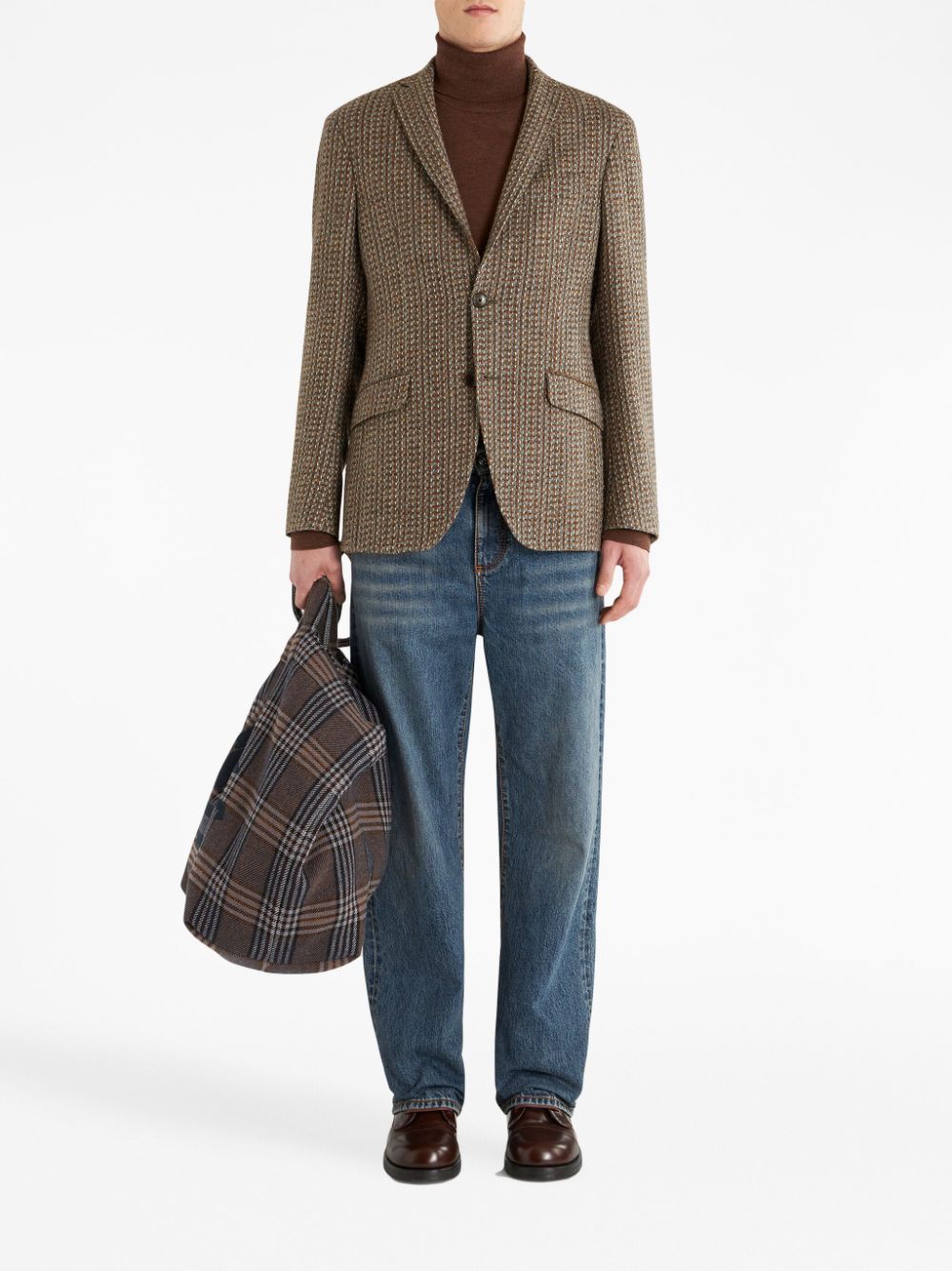 Etro Mixed Wool Jacket In Brown