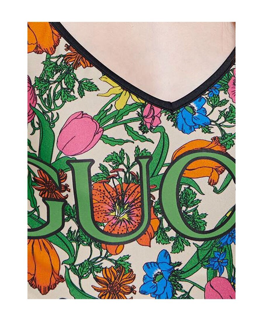 Gucci Pop Flora Print Swimsuit In Multicolor