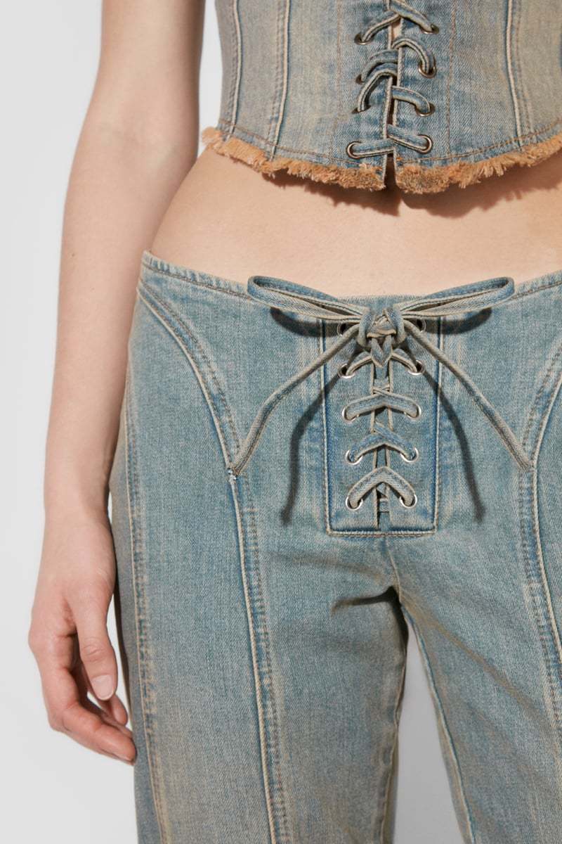 Misbhv Lara Low-rise Flared Jeans In Gray