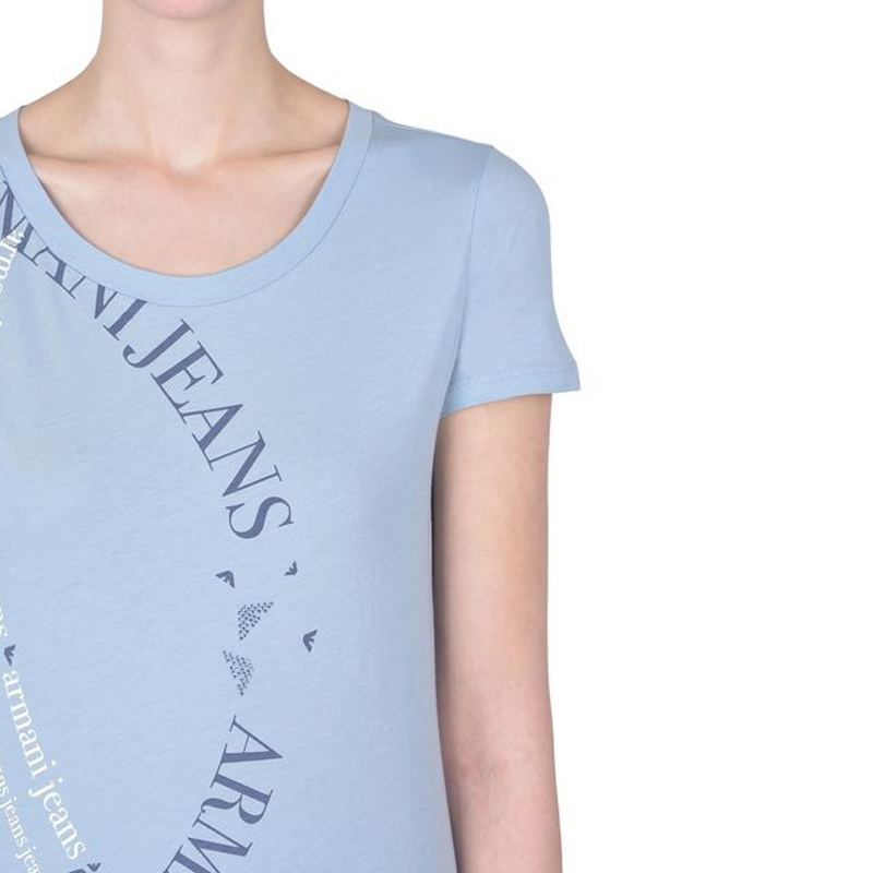 Shop Armani Jeans Logo Printed T-shirt In Blue