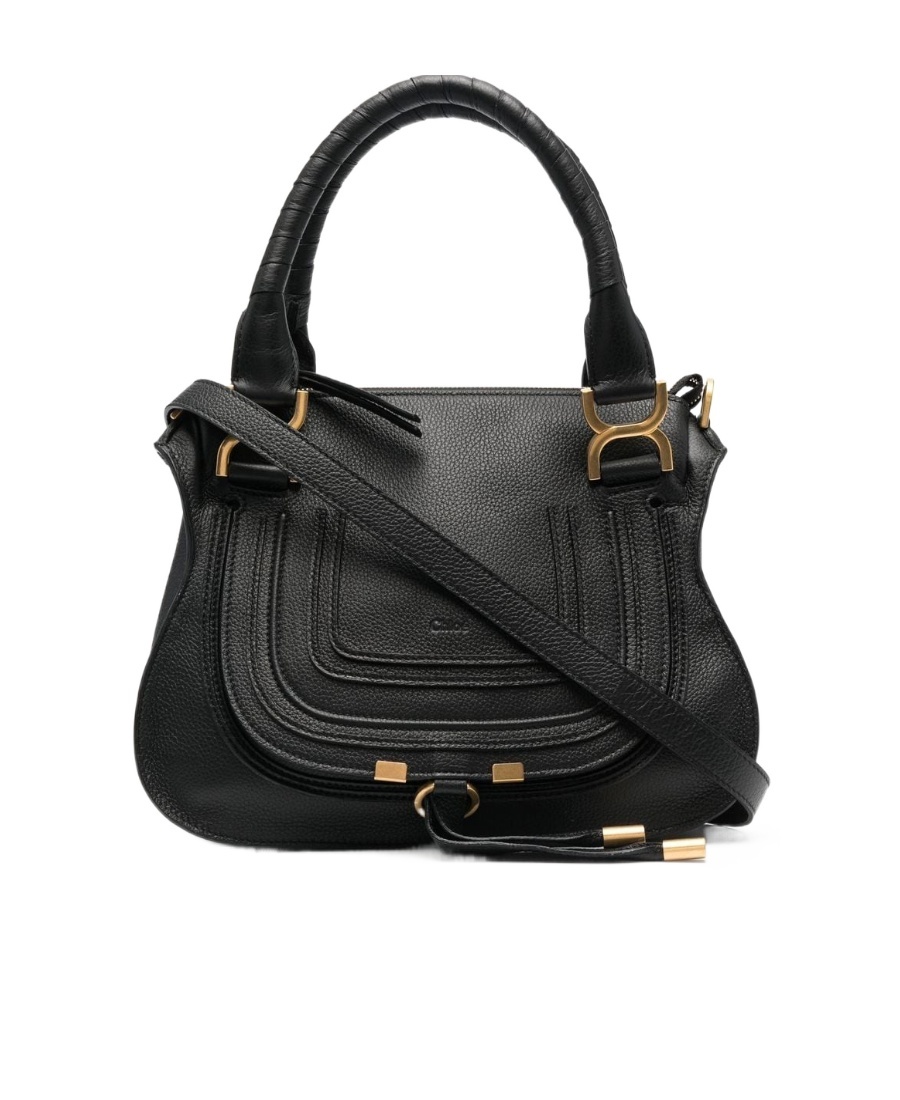 Chloé Small Marcie In Grained Leather Bags In Black
