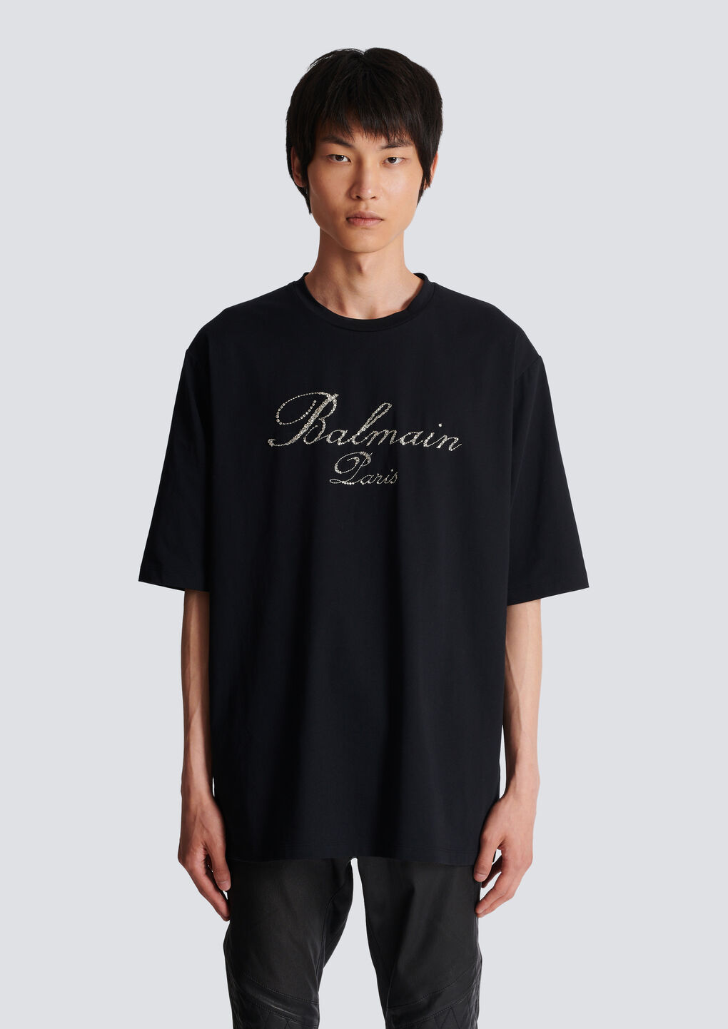 Balmain Signature Embroidered T-shirt In Black