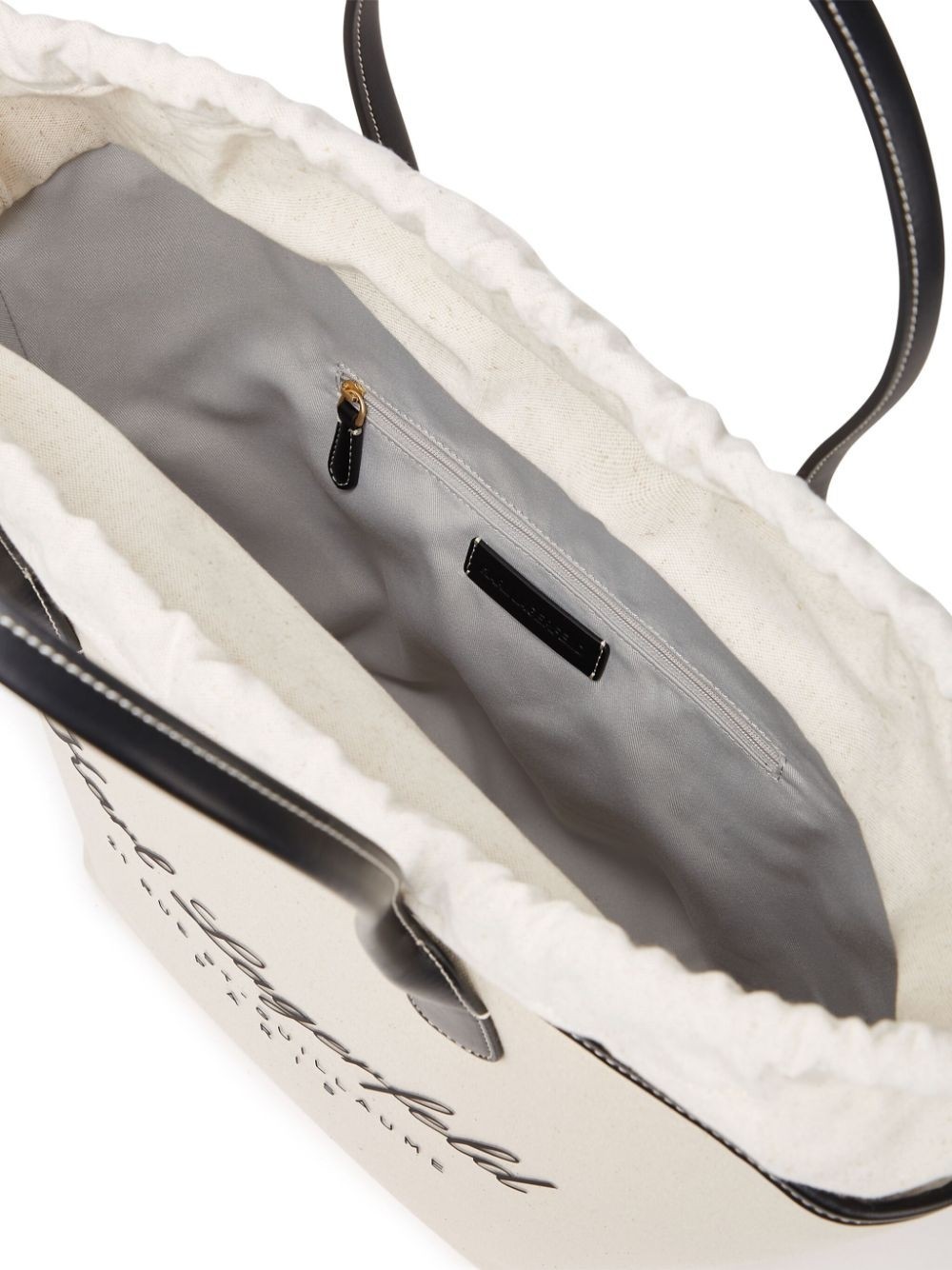 Karl Lagerfeld Medium Hotel Karl Canvas Tote Bag In White