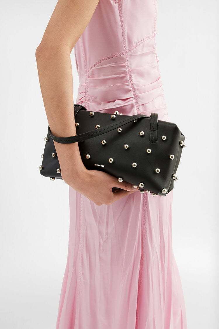Jil Sander Small-sized Leather Shoulder Bag In Black