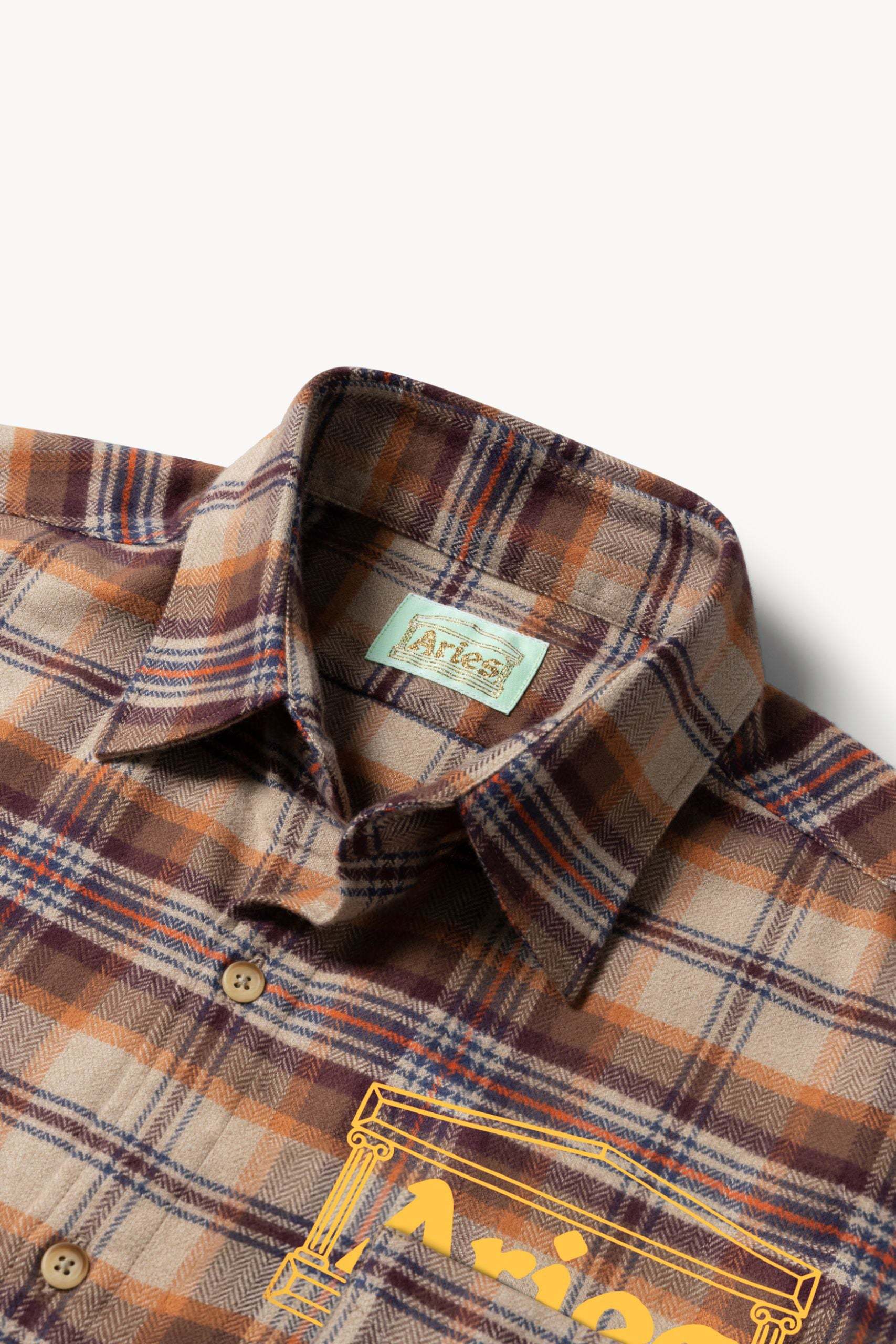 Aries Plaid-check Flannel Shirt In Brown