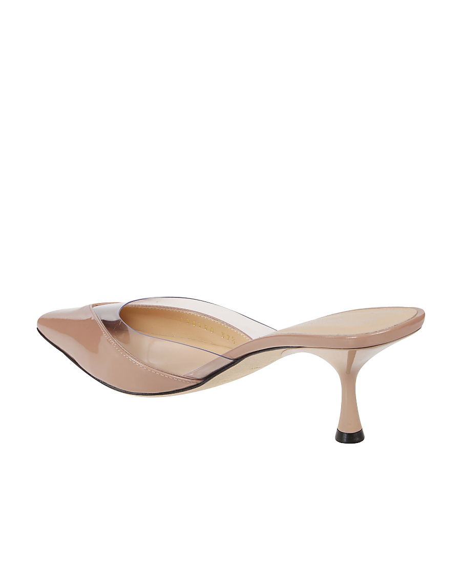 Sergio Rossi Leather Heeled Mules In Nude