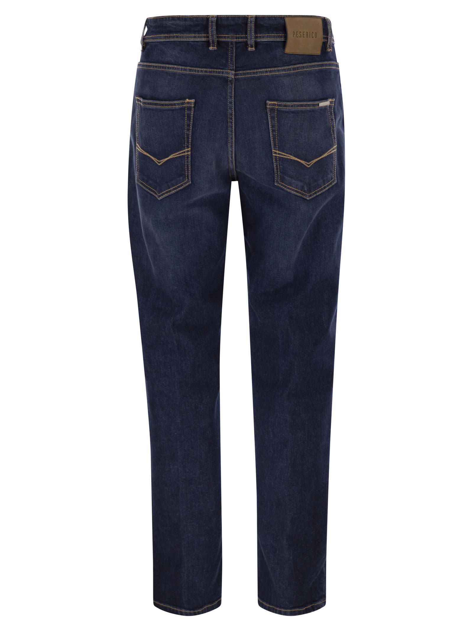 Peserico 5-pocket Stretch Cotton Twill Denim In Blue