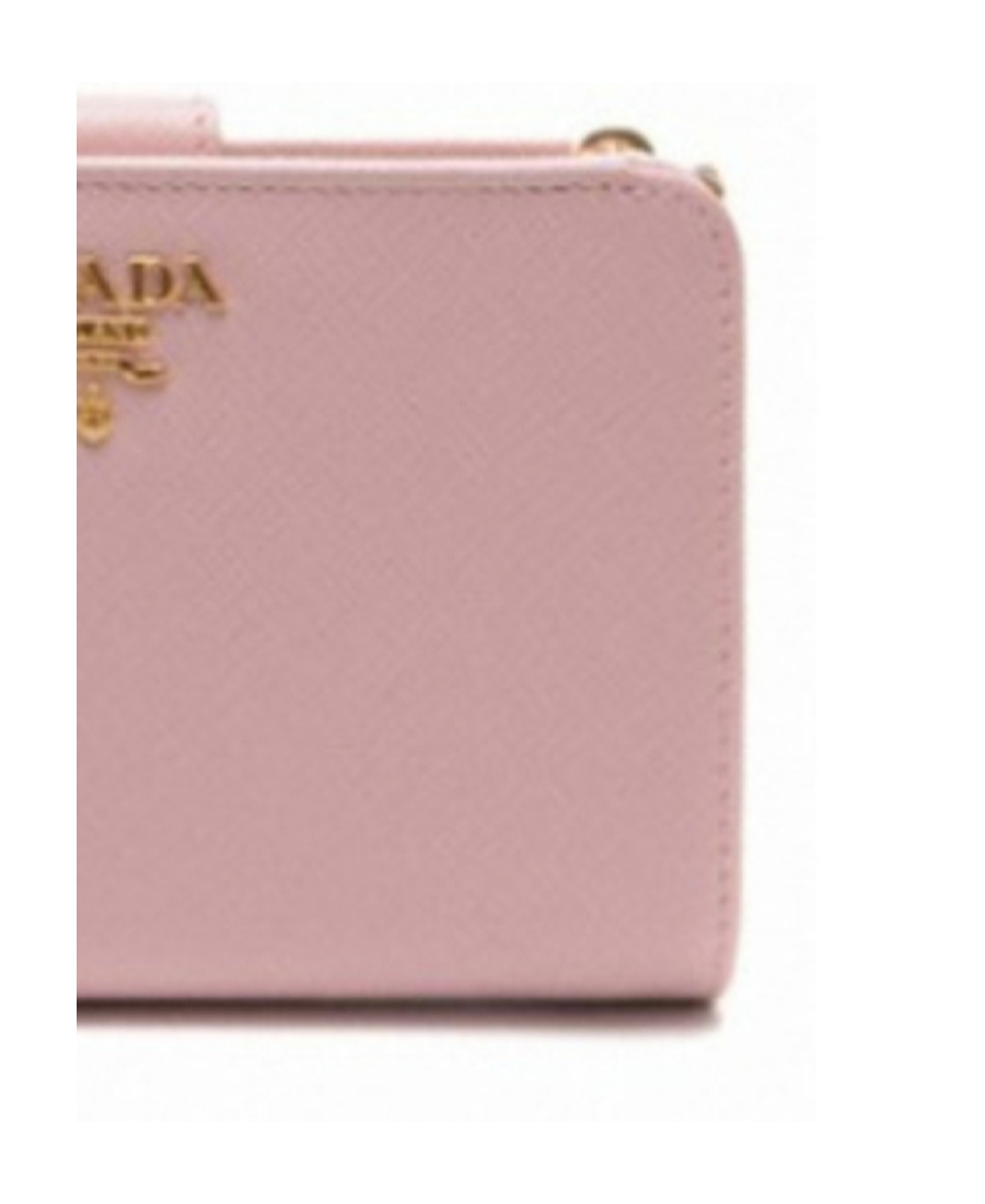 Prada Logo Zipper Wallet In Nude