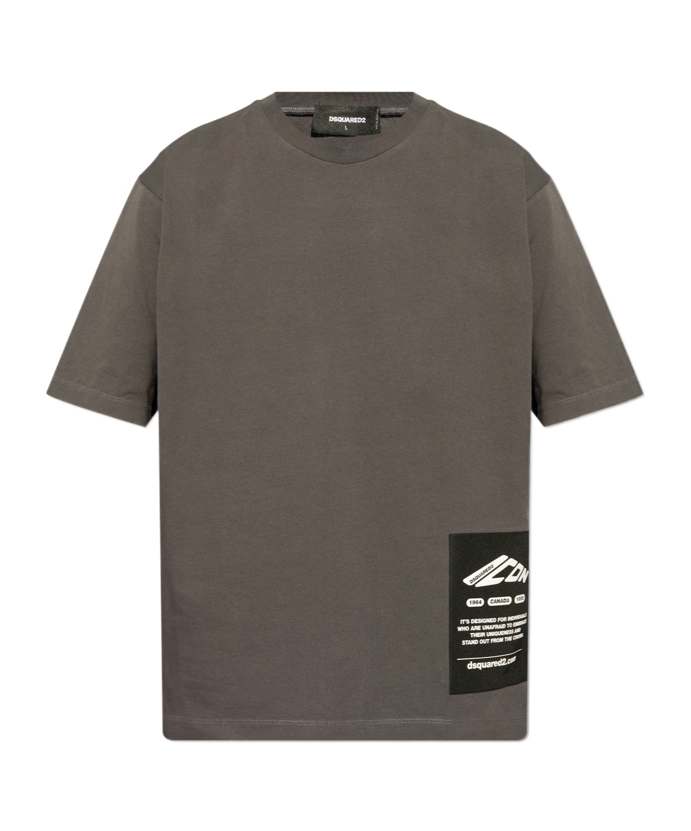 Dsquared2 Maxi Logo Patch T-shirt In Gray