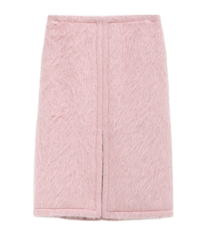 Dries Van Noten Pink Faux-fur Midi Skirt In Pink