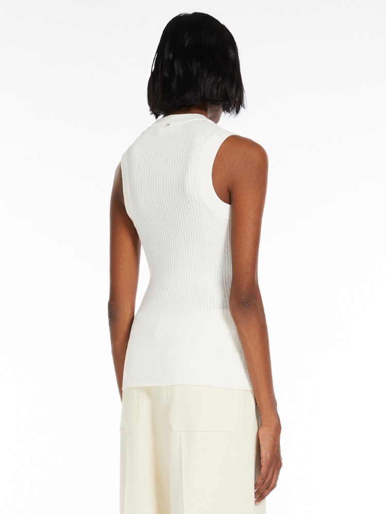 Sportmax Toledo Crewneck Sleeveless Knitted Top In Nude