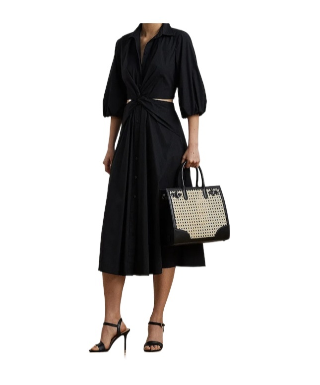 Ralph Lauren Bubble Sleeve Shirtdress In Black