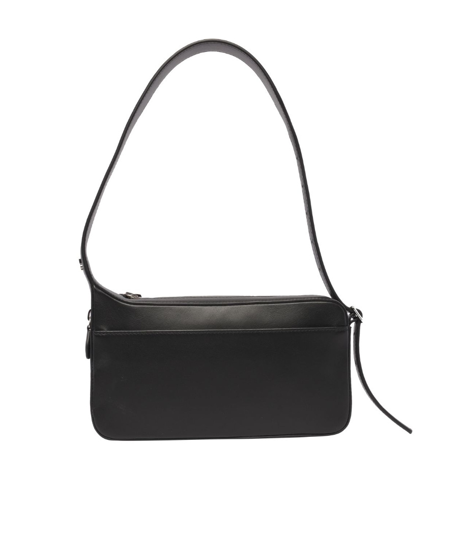 Shop Courrèges Calf-leather Shoulder Bag In Black