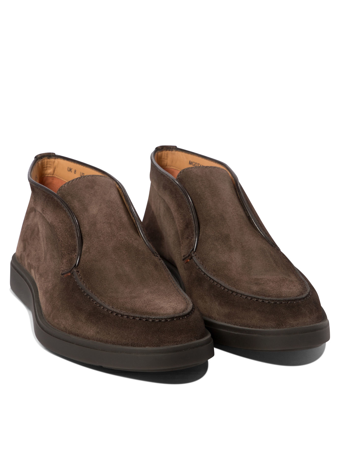 Santoni Desert Round-toe Slip-on Boots In Black