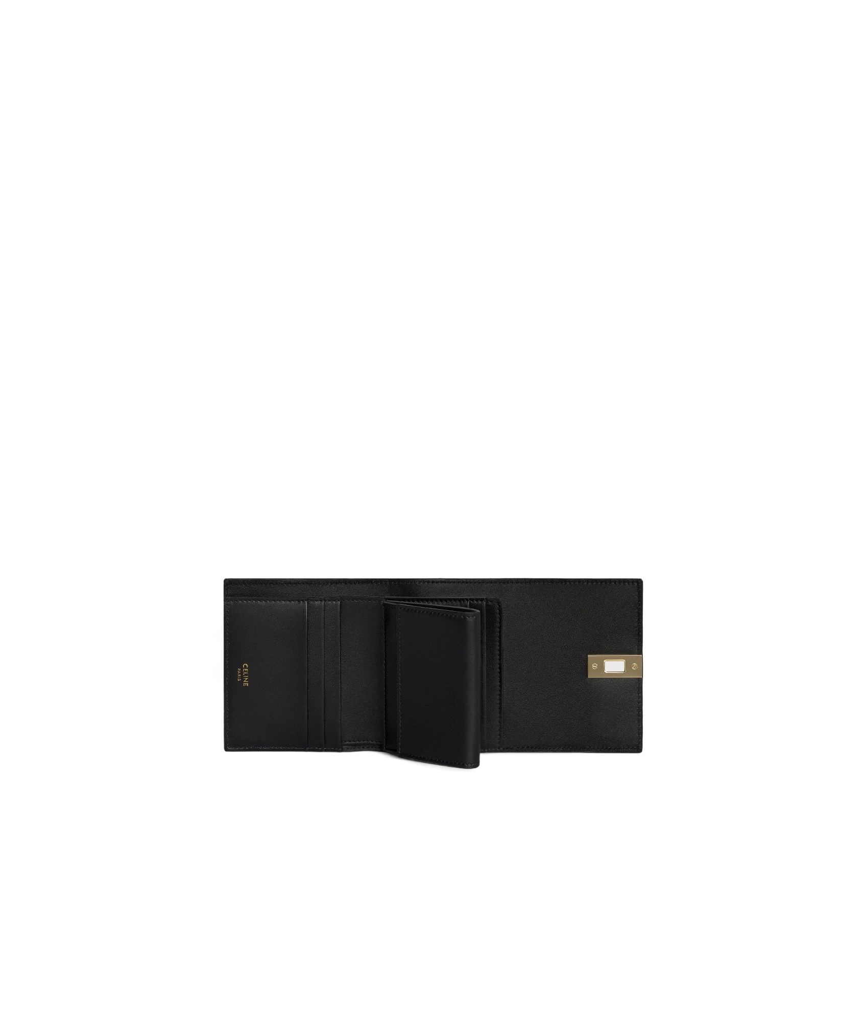 Celine Shiny Calfskin Wallet In Black