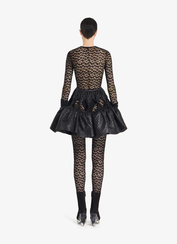 Alaïa Leopard Print Lace Leopard Jumpsuit In Black