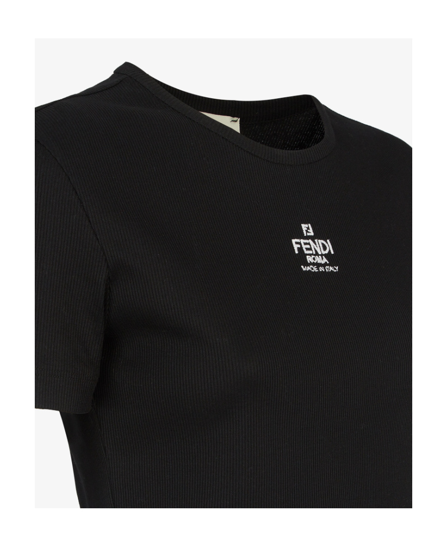 Fendi Women Black Stretch Cotton T-shirt In Black