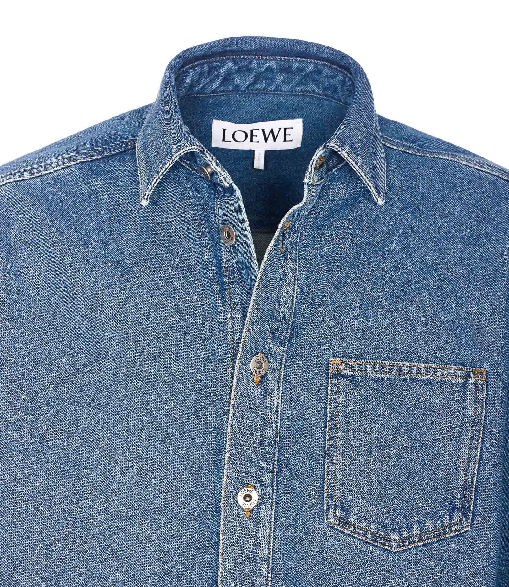 Loewe Long Sleeve Denim Shirt With Chest Pocket In Blue