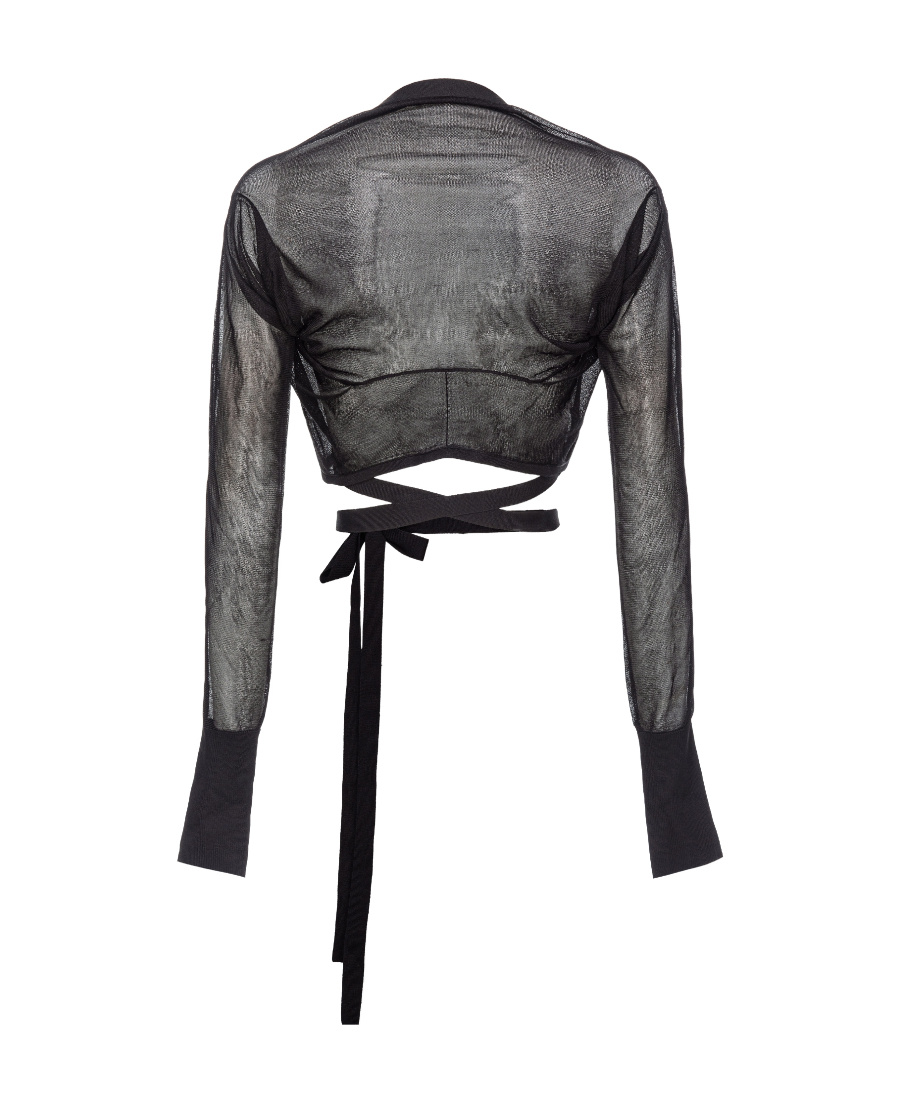 Pinko X Patrick Mcdowell Long-sleeved Wrap Top In Black