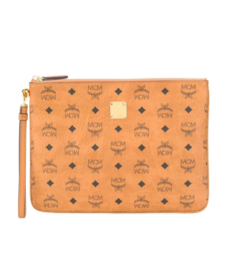Mcm Visetos Small Clutch Bag In Orange