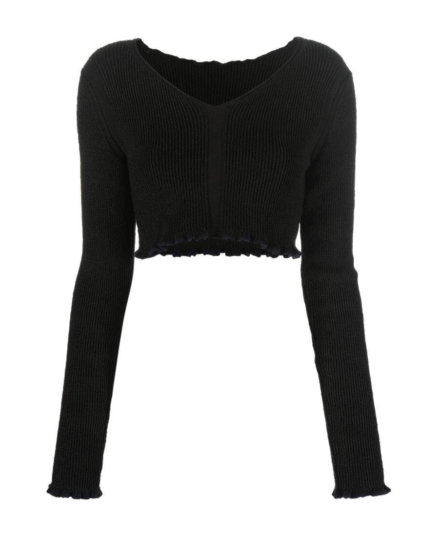 Jacquemus La Maille Santon Cropped Top In Black
