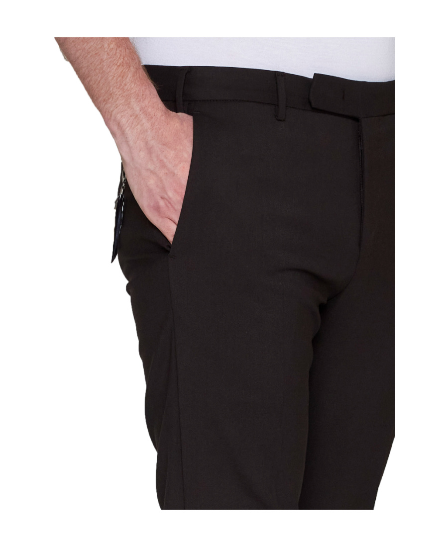 Pt Torino Pant Wool Stretch Front Pleats In Black