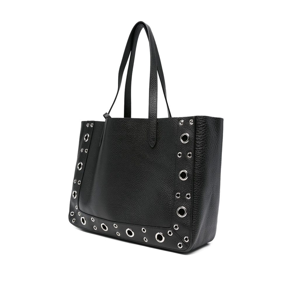Valentino Studded Leather Tote Bag In Black