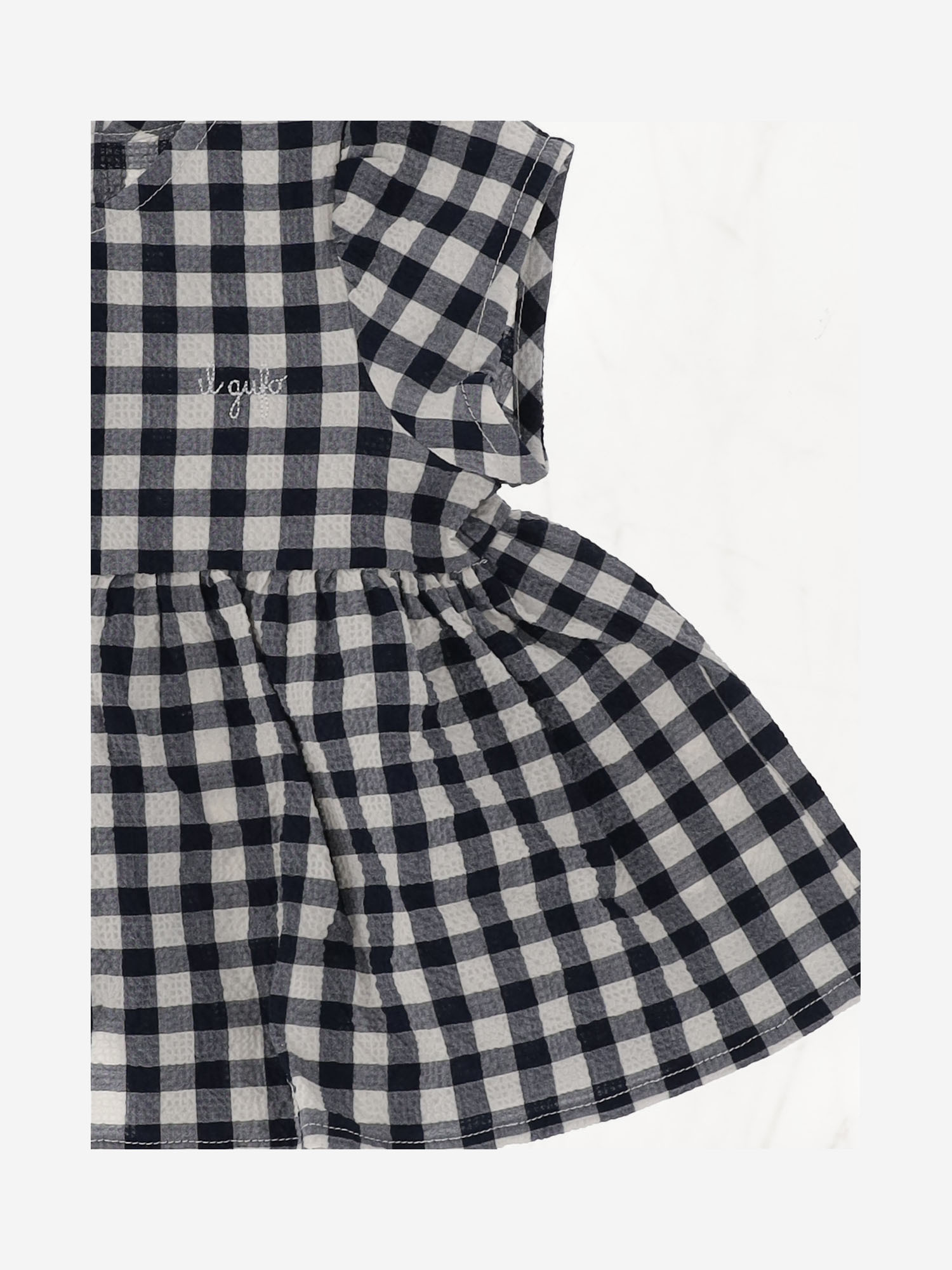 Il Gufo Check-pattern Dress In Navy Blue