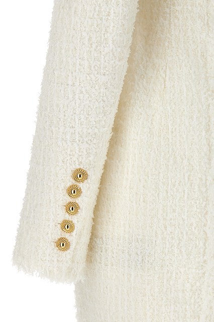 Balmain Button-embellished Tweed Minidress In White