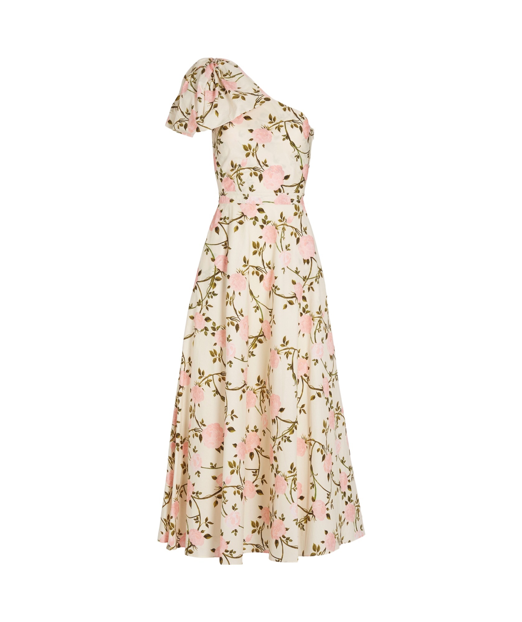 Giambattista Valli Rosier Asymmetric One-shoulder Cotton Poplin Midi Dress In Nude