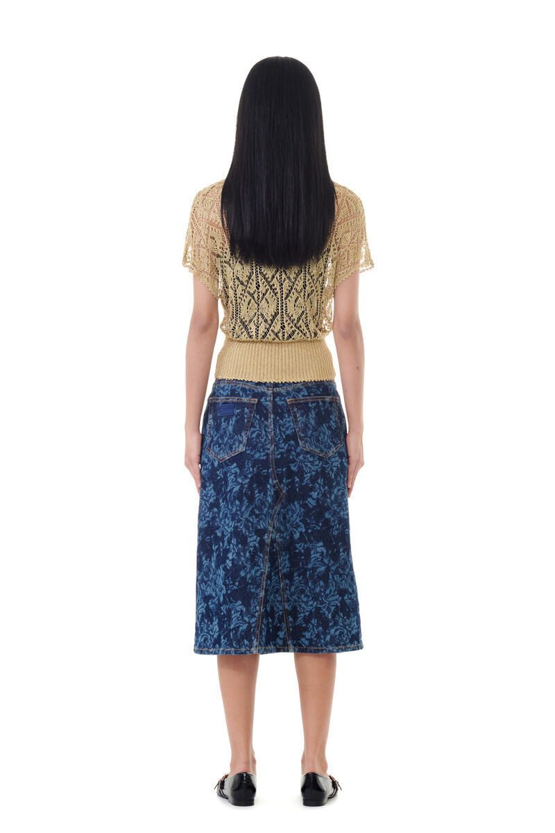 Shop Ganni Gold Metallic Top In Nude