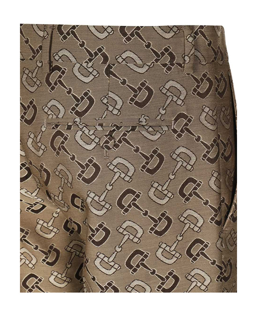 Gucci Maxi Horsebit-motif Tailored Trousers In Brown