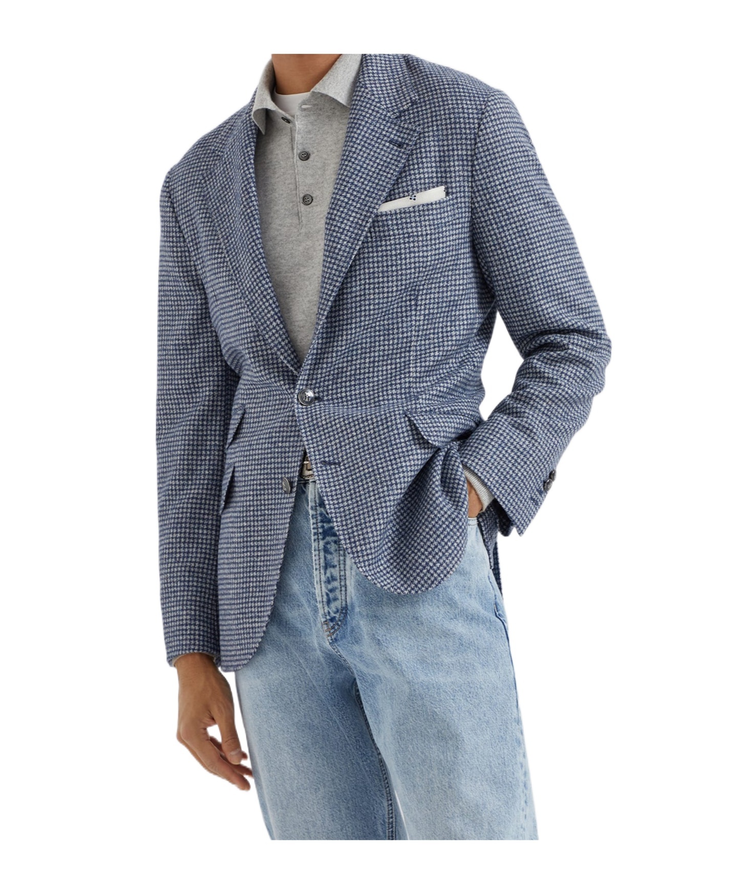 Brunello Cucinelli Dogtooth Blazer In Blue