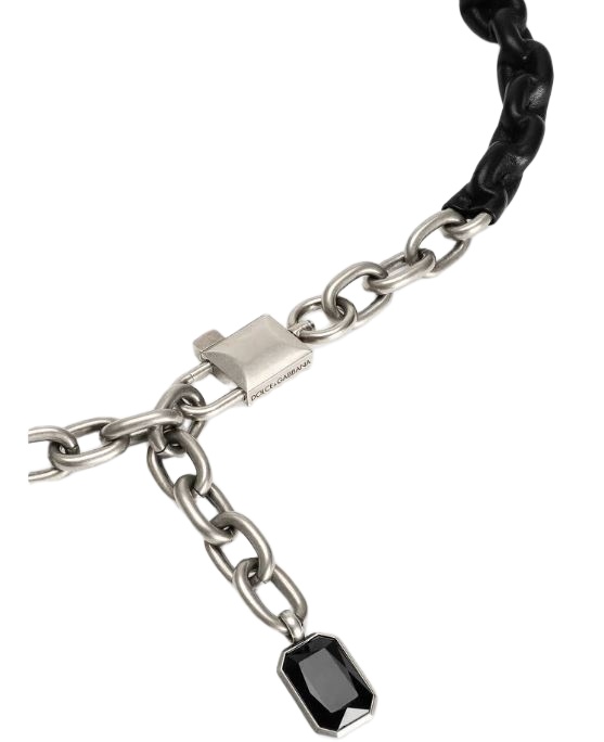 Dolce & Gabbana Leather Chain-link Belt In Metallic