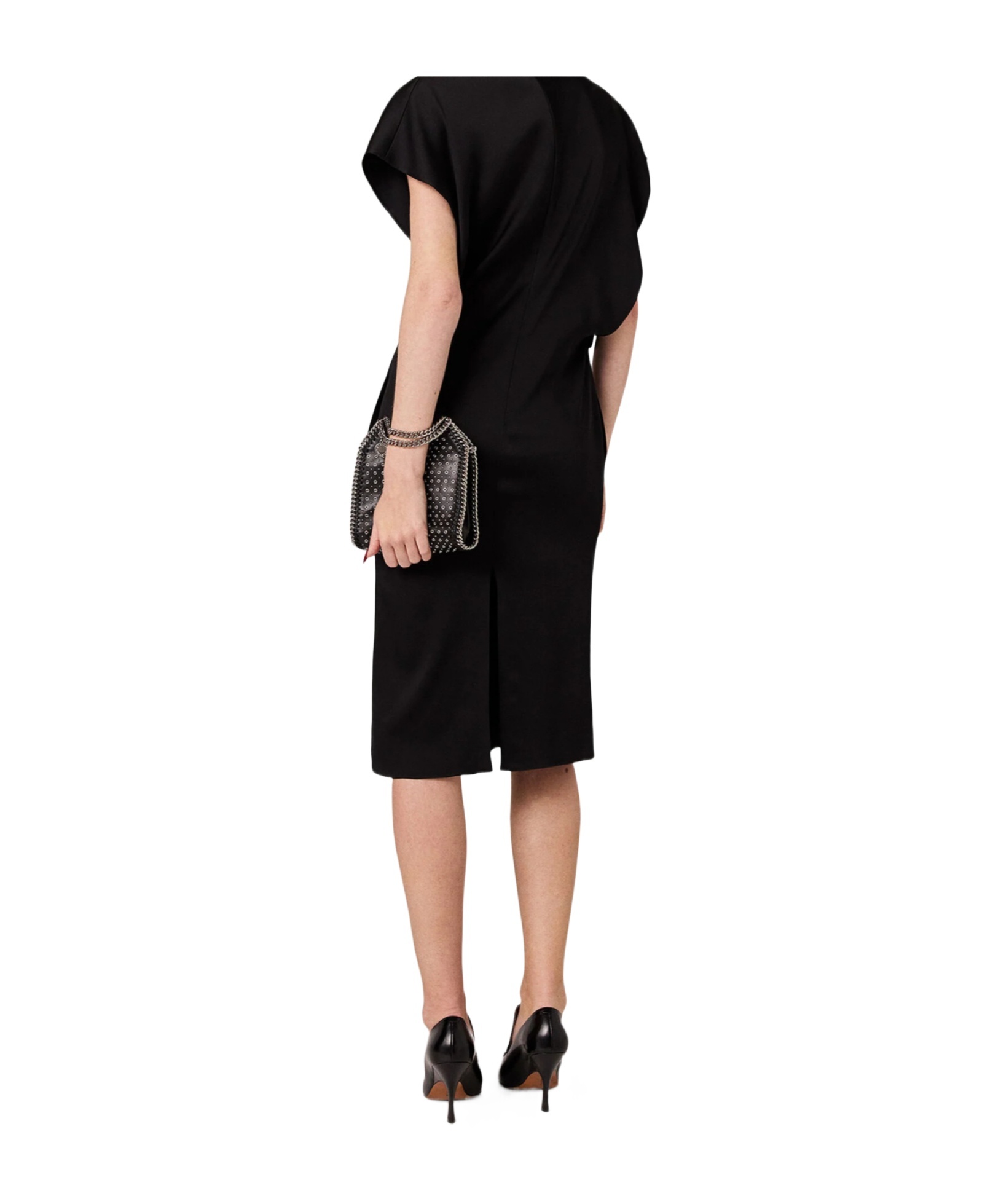 Stella Mccartney Deep V Cap Sleeved Midi Dress In Black