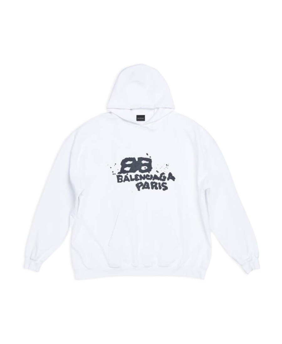 Balenciaga Logo-print Pullover Hoodie In White