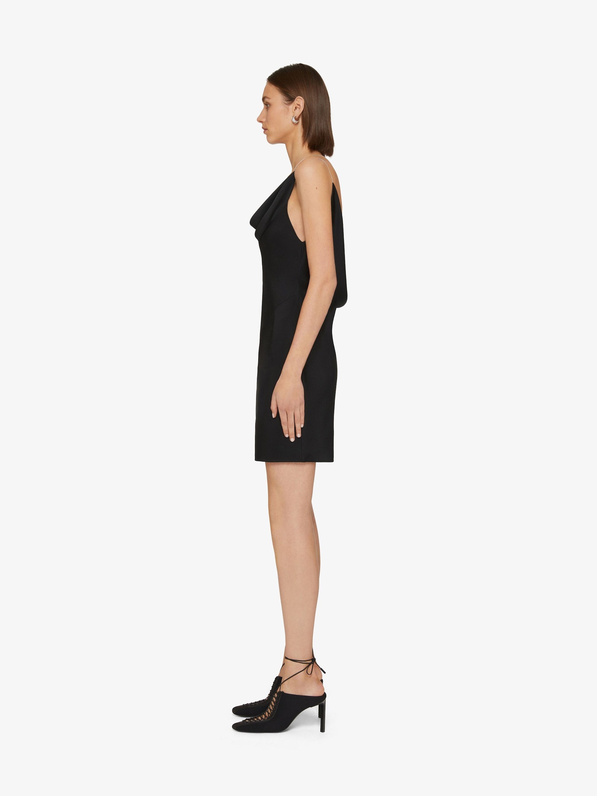 Givenchy Draped Backless Silk-satin Minidress In Black