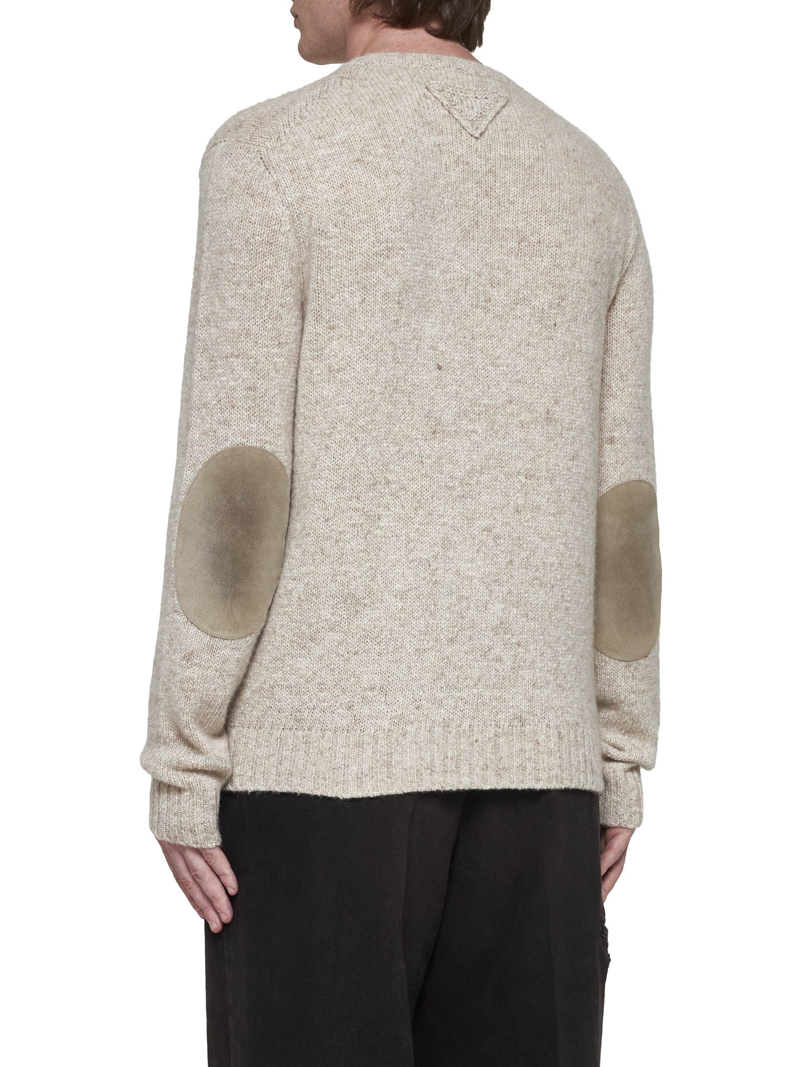 Prada Elbow Patch Cashmere Sweater In Nude